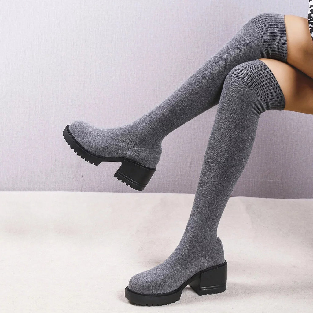 Heeled for Boots Sock Ladies on Winter Women Women Work Waterproof Length dimension Boots Long Buckle Boots Boots Boots 11 PMUYBHF Minimalist Pull Knee Snow