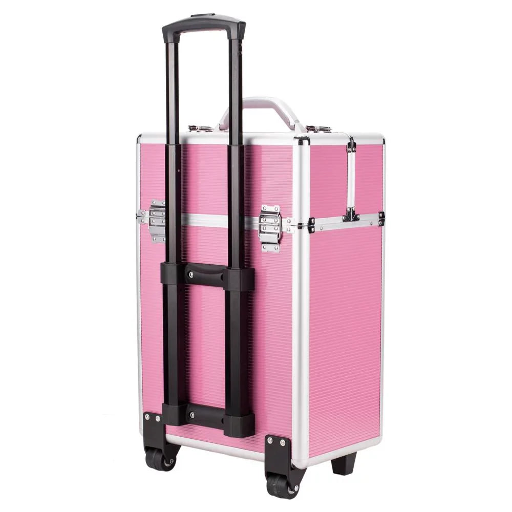 Cosmetic in Pink Train Storage Makeup Rolling Case, Box Trolley, 1 Lockable Pro Ktaxon 3 Aluminum