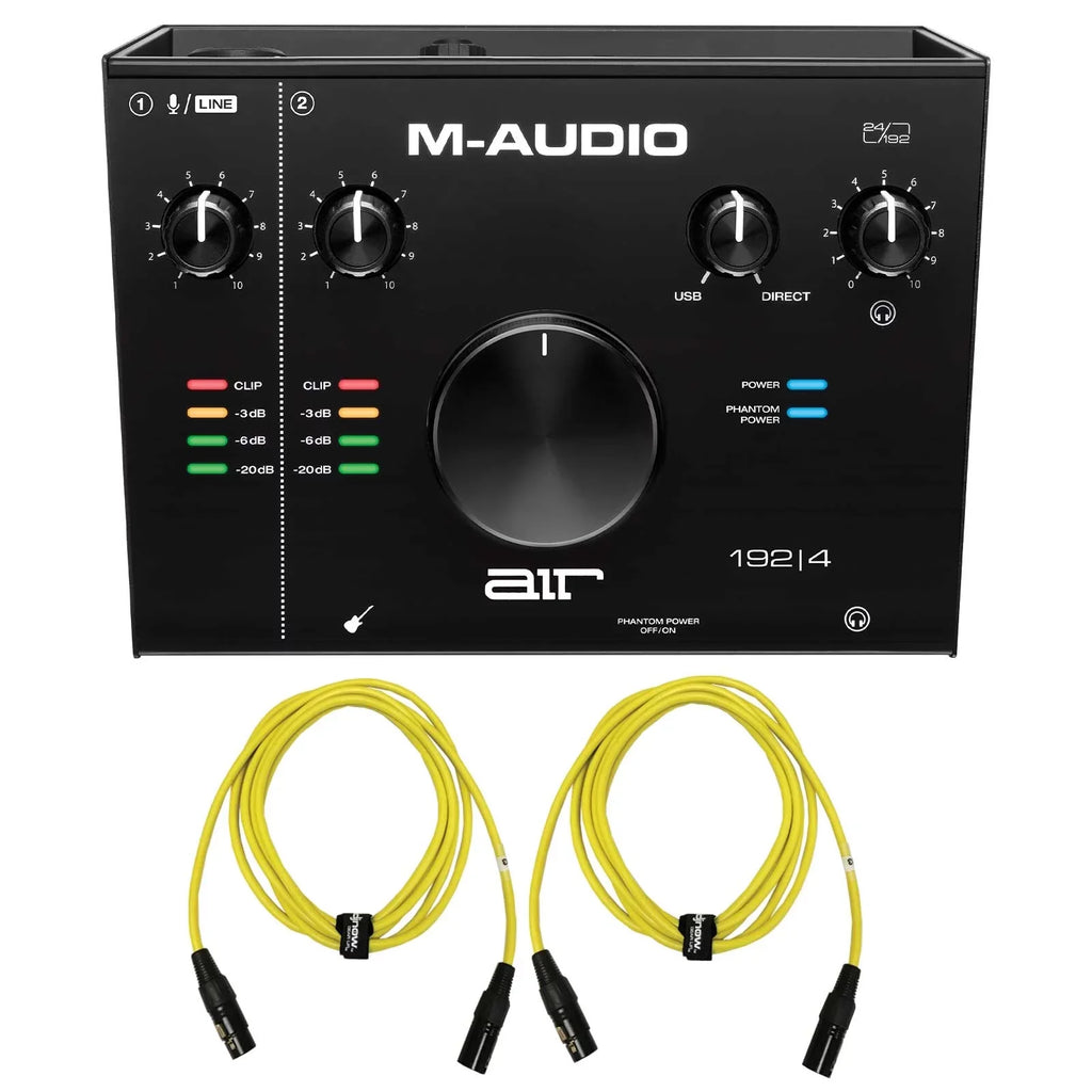 AIR Interface Sure-Fit 2-In/2-Out | 4 24/192 Cables Package Audio USB M-Audio XLR 192 Universal 10FT Yellow with
