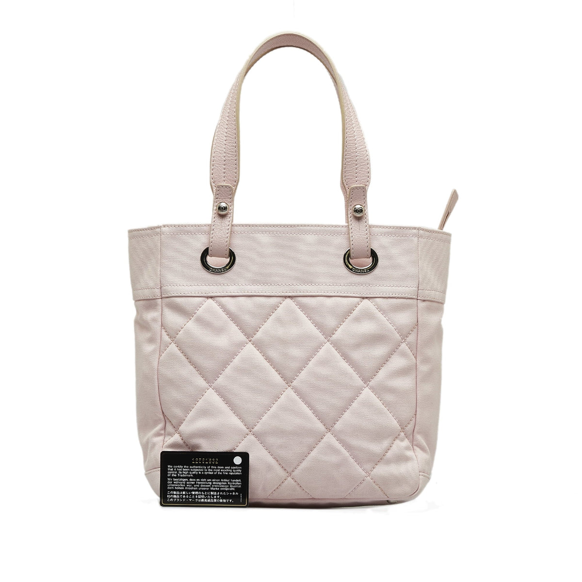 Pink Tote Authenticated Bag Fabric Tote (Good) Paris-Biarritz Unisex Pre-Owned Canvas Small