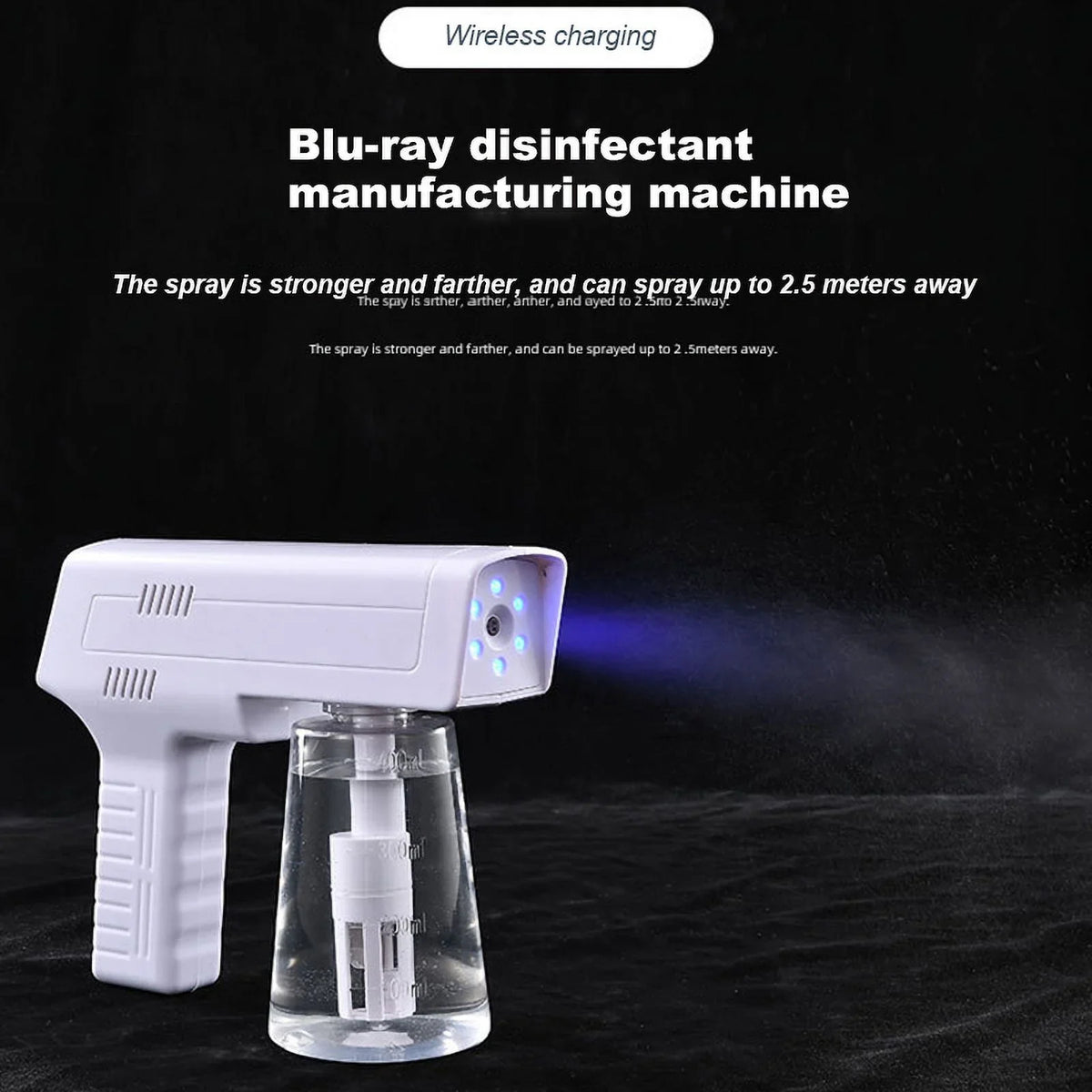 Maker, Spray Blue Light 3-in-1 Electrolysis Gun NaClO and Disinfectant liquid Generator, Disinfection