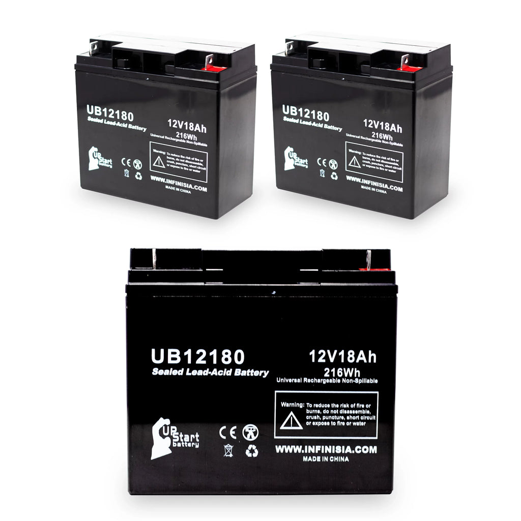Sealed T4 (12V, Compatible SLA) Acid Battery - 18000mAh, Replacement - Terminal, DATASCOPE 18Ah, UB12180 Pack Universal AGM, 14600003401 3x Lead Battery