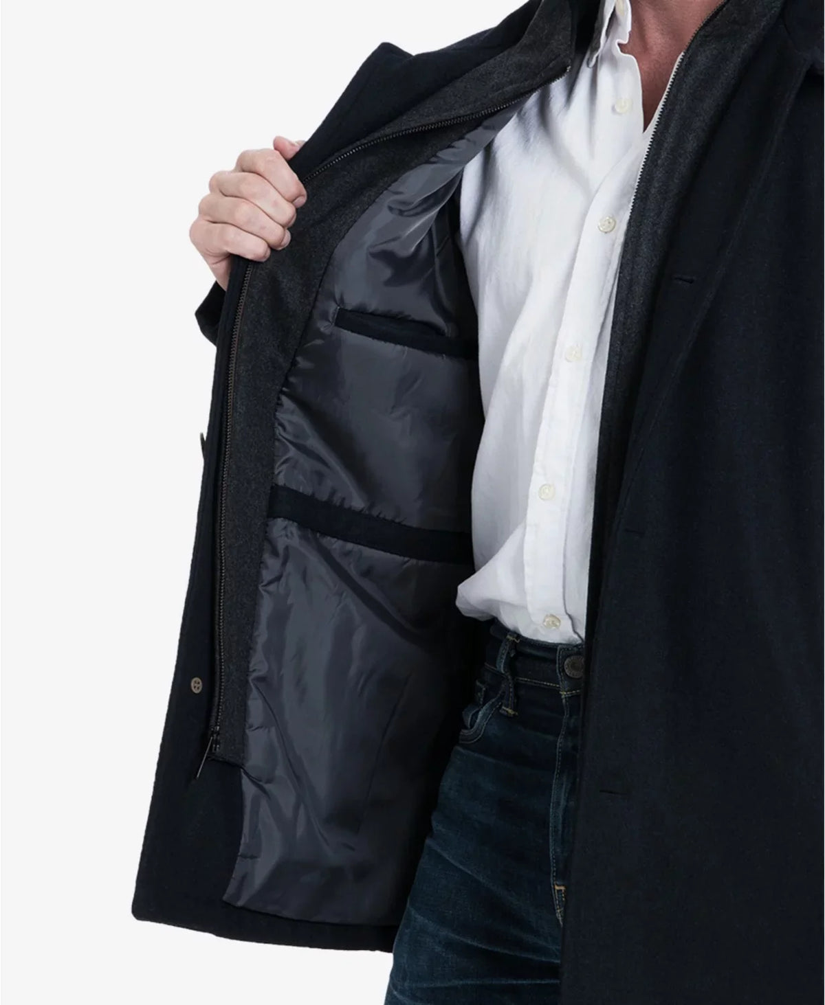 Men's Button Fog Charcoal, Coat, Medium Car Blend Wool Front London