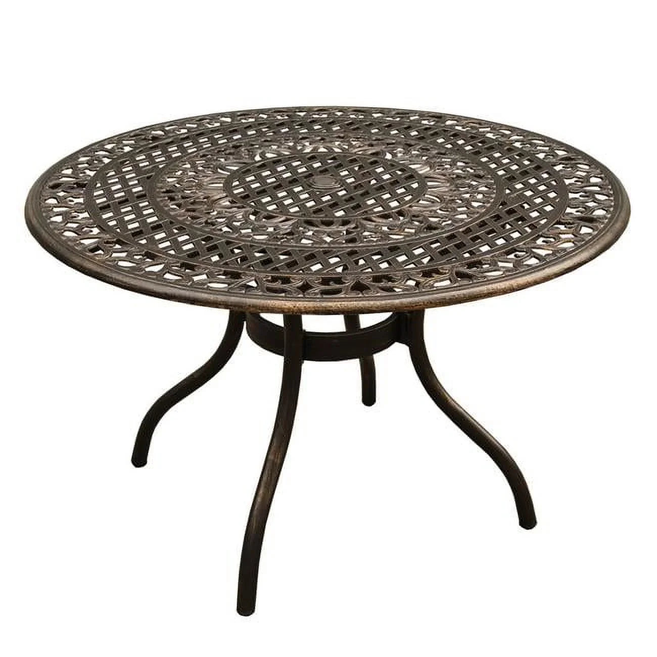 exterior 48 Ornate Lattice in. Table, Aluminium Round Dining Mesh Bronze Traditional