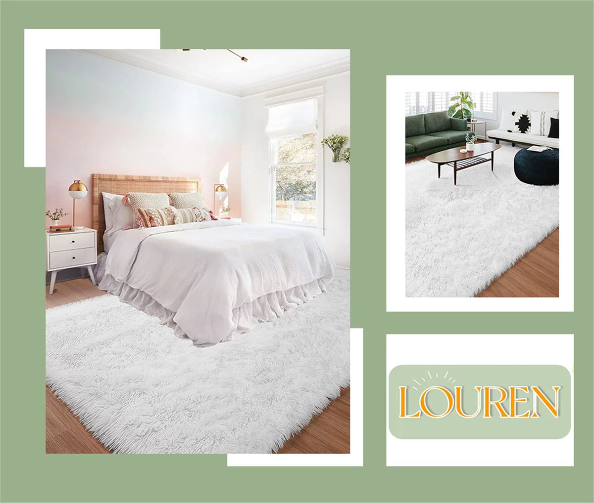 Rug Bedroom,8x10,Fluffy Carpet Area Rug,Big for Rug,Shag Soft Non-Slip and durable White Fashionable