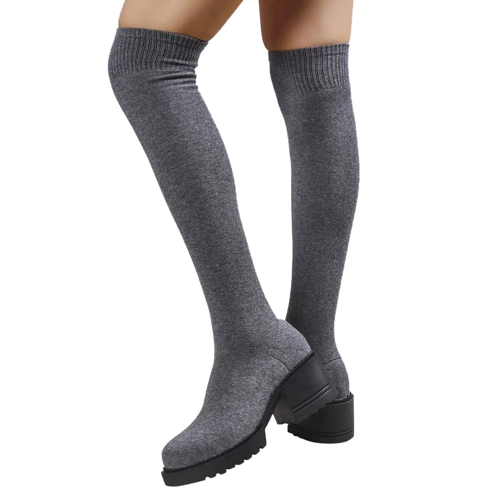 Heeled for Boots Sock Ladies on Winter Women Women Work Waterproof Length dimension Boots Long Buckle Boots Boots Boots 11 PMUYBHF Minimalist Pull Knee Snow