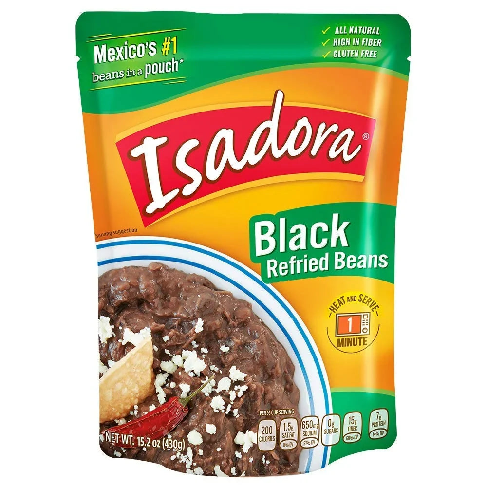 Beans, Refried 6 Beans Isadora 15.2oz Pouch (Black Pack)