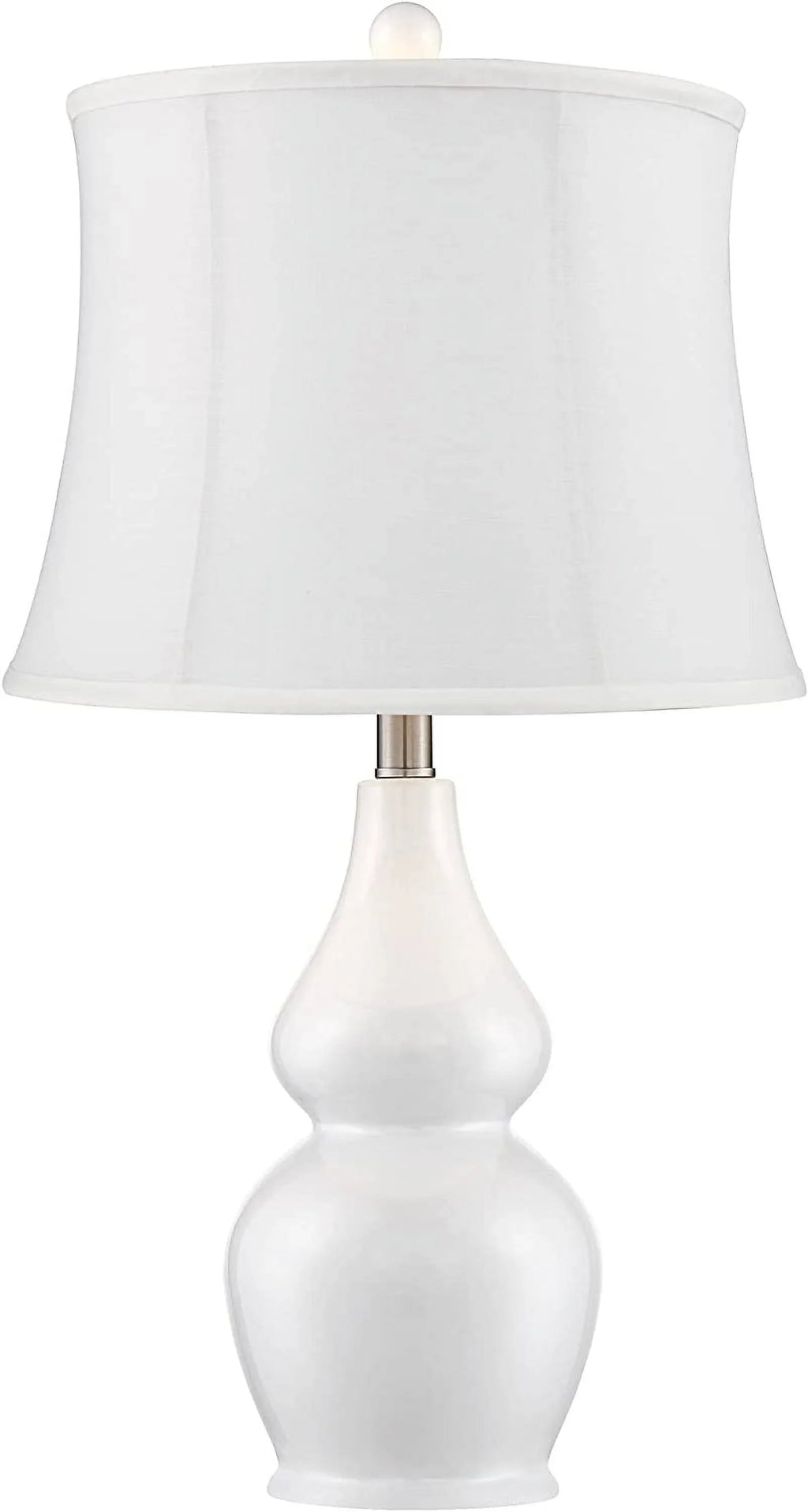 Double House Nightstand Tall Ceramic Modern Softback 25" White Bedroom Bedside Home Lighting for Tapered Entryw Jane Gourd Fabric Room Drum Lamps Living Table Shade TJUNBOLIFE Office