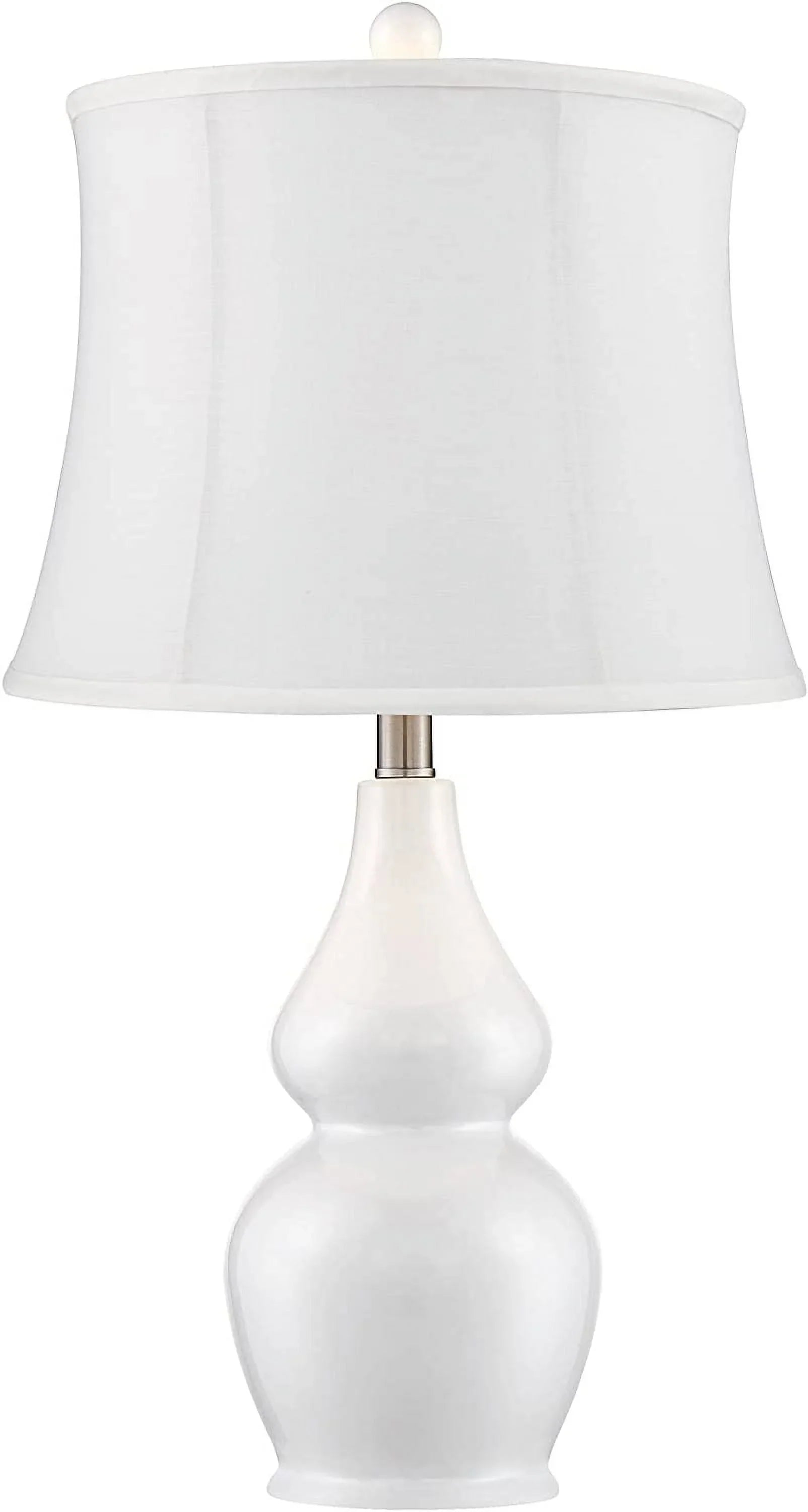 Double House Nightstand Tall Ceramic Modern Softback 25" White Bedroom Bedside Home Lighting for Tapered Entryw Jane Gourd Fabric Room Drum Lamps Living Table Shade TJUNBOLIFE Office
