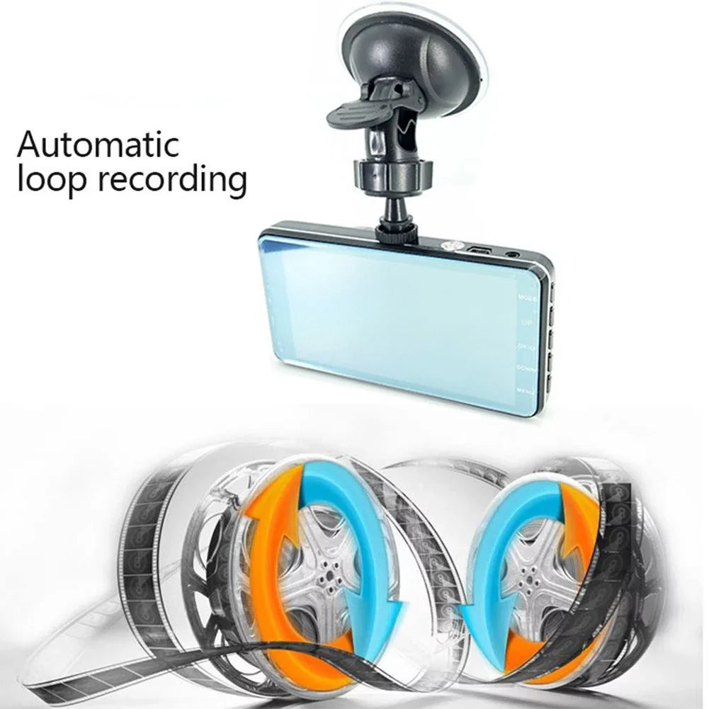 1080P Car Dash Recorder Rear Cam G-Sensor 4\\\" Touch Front Dual Camera DVR Screen