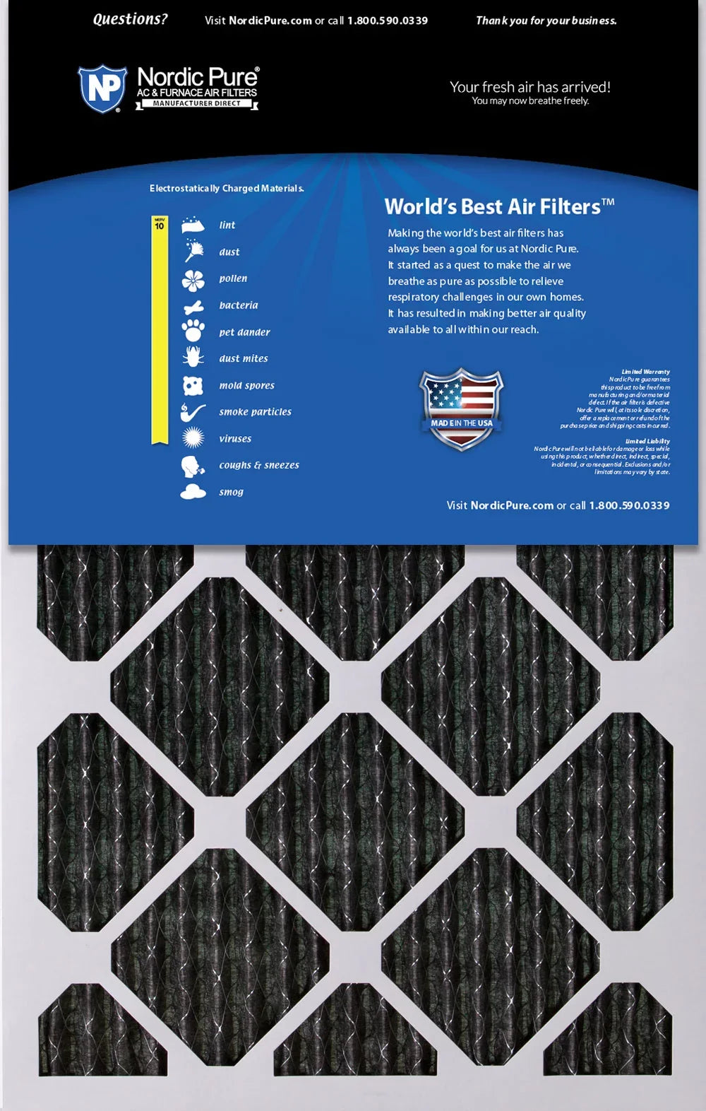 Carbon Plus 10 14x25x1 MERV Pleated Filters Pack (13_1/2x24_1/2) Furnace Air 3