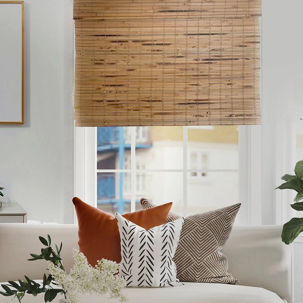 | Privacy) Bamboo | Custom Roman 60"H MOOD Cedar Woven Shades 52"W | for Wood Natural NATURAL Natural | Cordless (Great Shades X Designer Windows