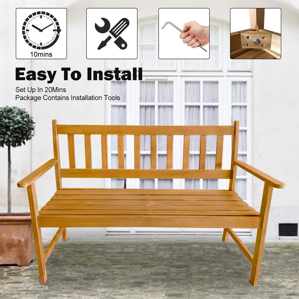 Pool Patio Wood (Natural) Balcony Bench Beach Wooden Park Garden Garden Deck Porch Wood exterior Bench Bench Acacia Furniture Wood Bench for exterior Backyard