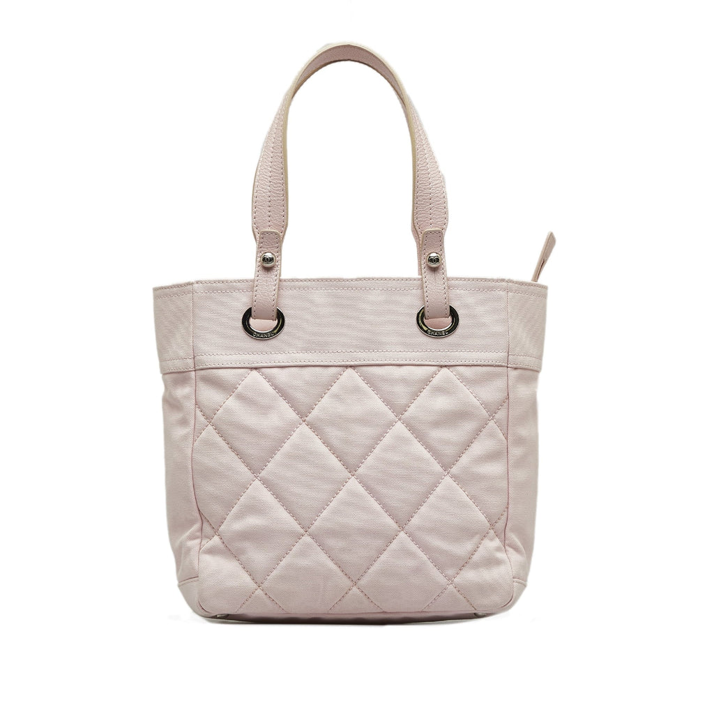 Pink Tote Authenticated Bag Fabric Tote (Good) Paris-Biarritz Unisex Pre-Owned Canvas Small