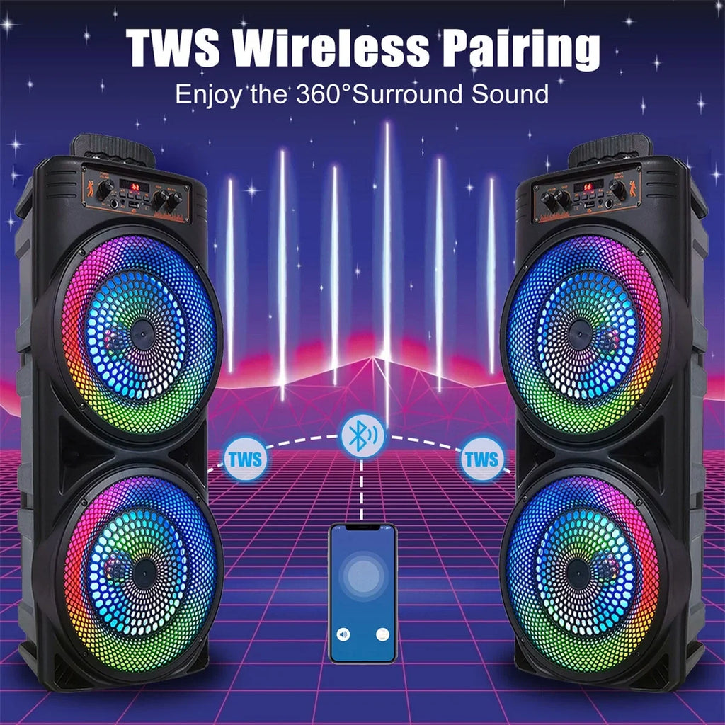 8-inch Loud Bluetooth Speaker 6000W Speaker -FM/AUX/MP3/USB System Party Party Heavy Portable Bass Subwoofer Mic & Dual Sound TIANLAIMEI