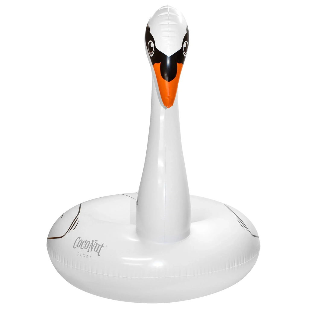 Jumbo Durable, Pool liquid Float: Raft, Party 48"x43" - Majestic CocoNut Swan Inflatable, Ring Round White Anti-Leak,