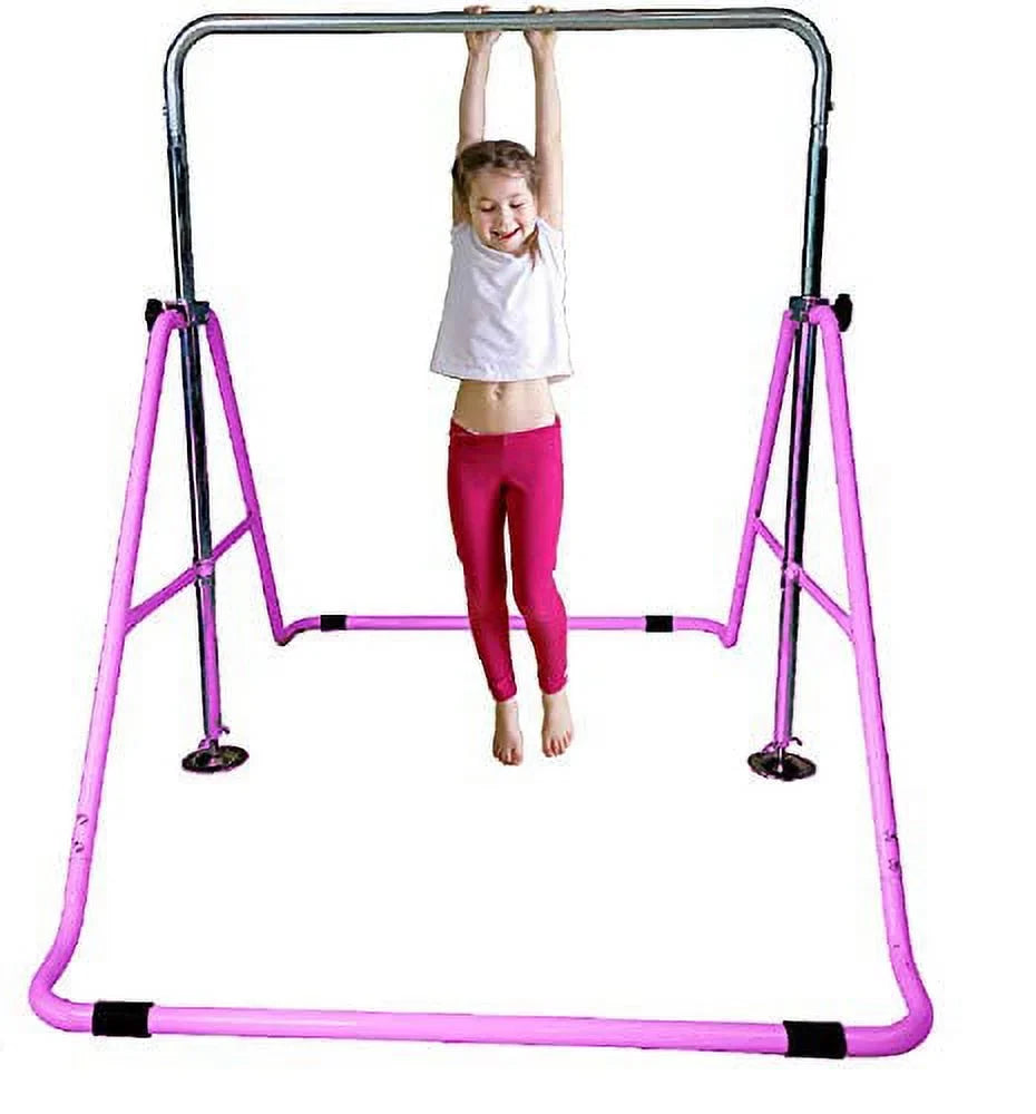 Training Children Gym Playground Kip Training Junior Purple Bars Monkey Adjustable Height Folding Horizontal Bar Gymnasts Athletic Jungle Bar Expandable Bar Balance Tower Gymnastics Bar Climbing