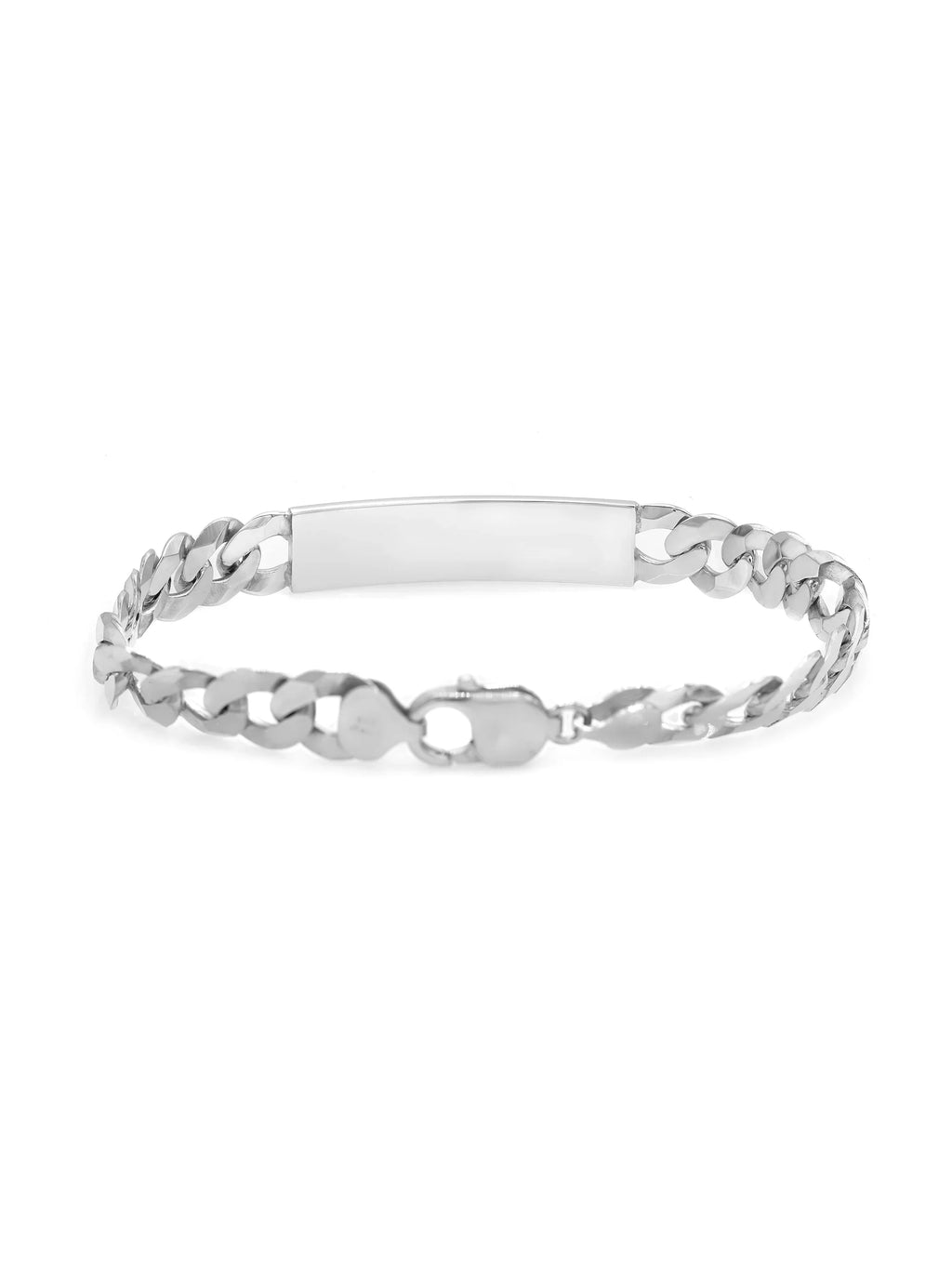 925 Cuban ID Curb Mens Bracelet Sterling Polished 9 Silver Link Chain Inches