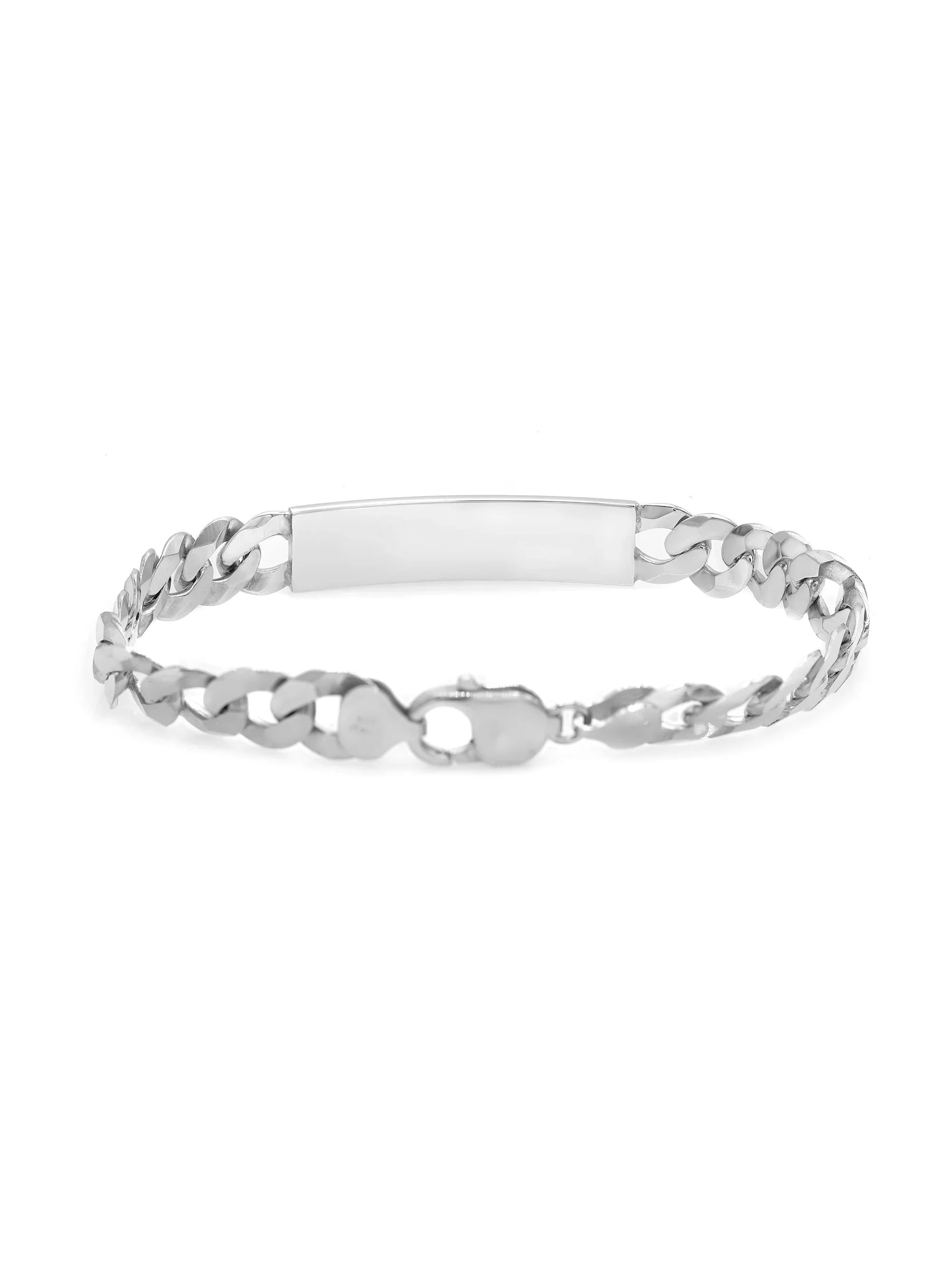 925 Cuban ID Curb Mens Bracelet Sterling Polished 9 Silver Link Chain Inches