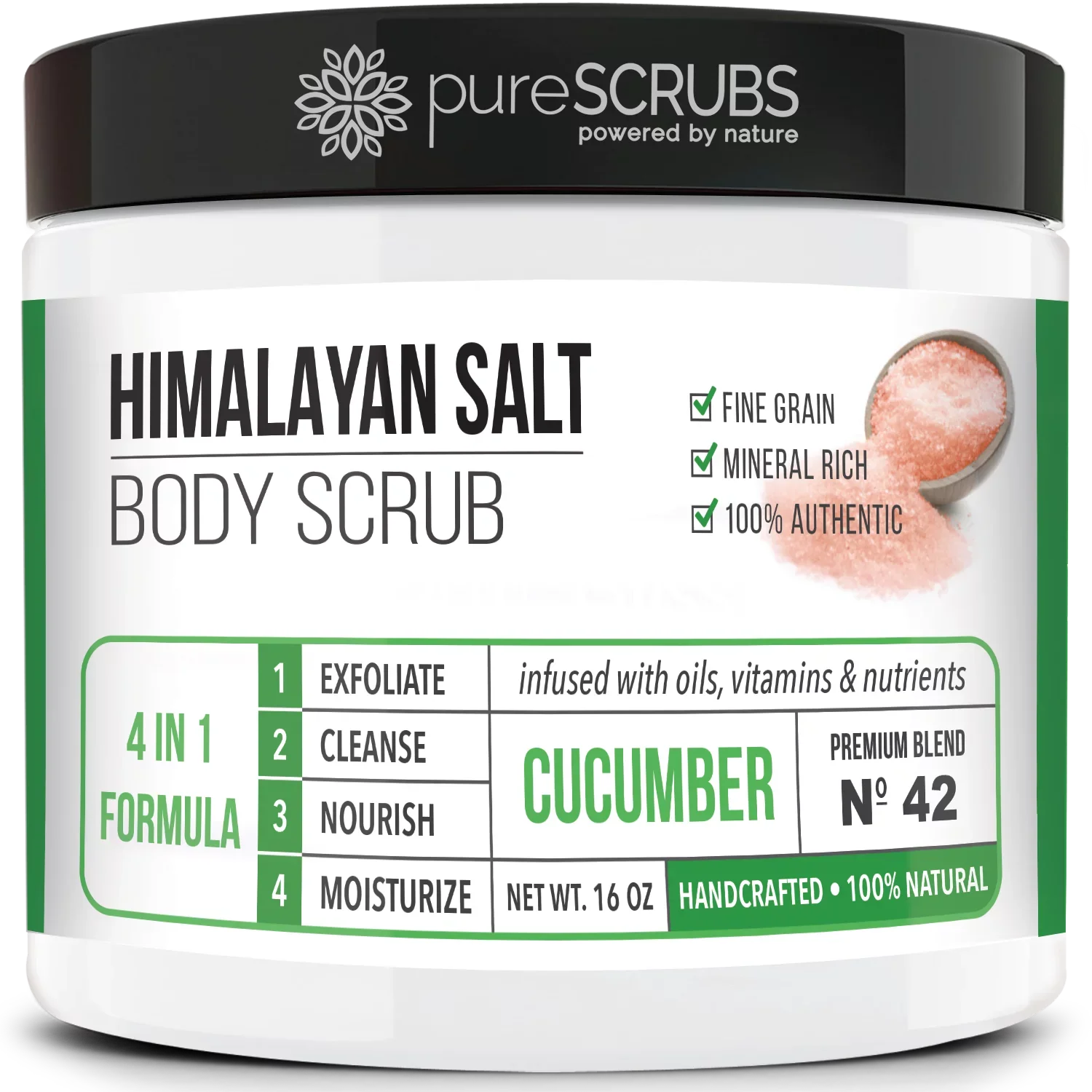 FREE Body Spoon, - Bar pureSCRUBS Pink SCRUB Scrub & BODY + Exfoliating CUCUMBER With Nutrients Organic Large 16oz Oils Soap Set- Wooden Essential Himalayan Mini Infused Premium Loofah Salt &