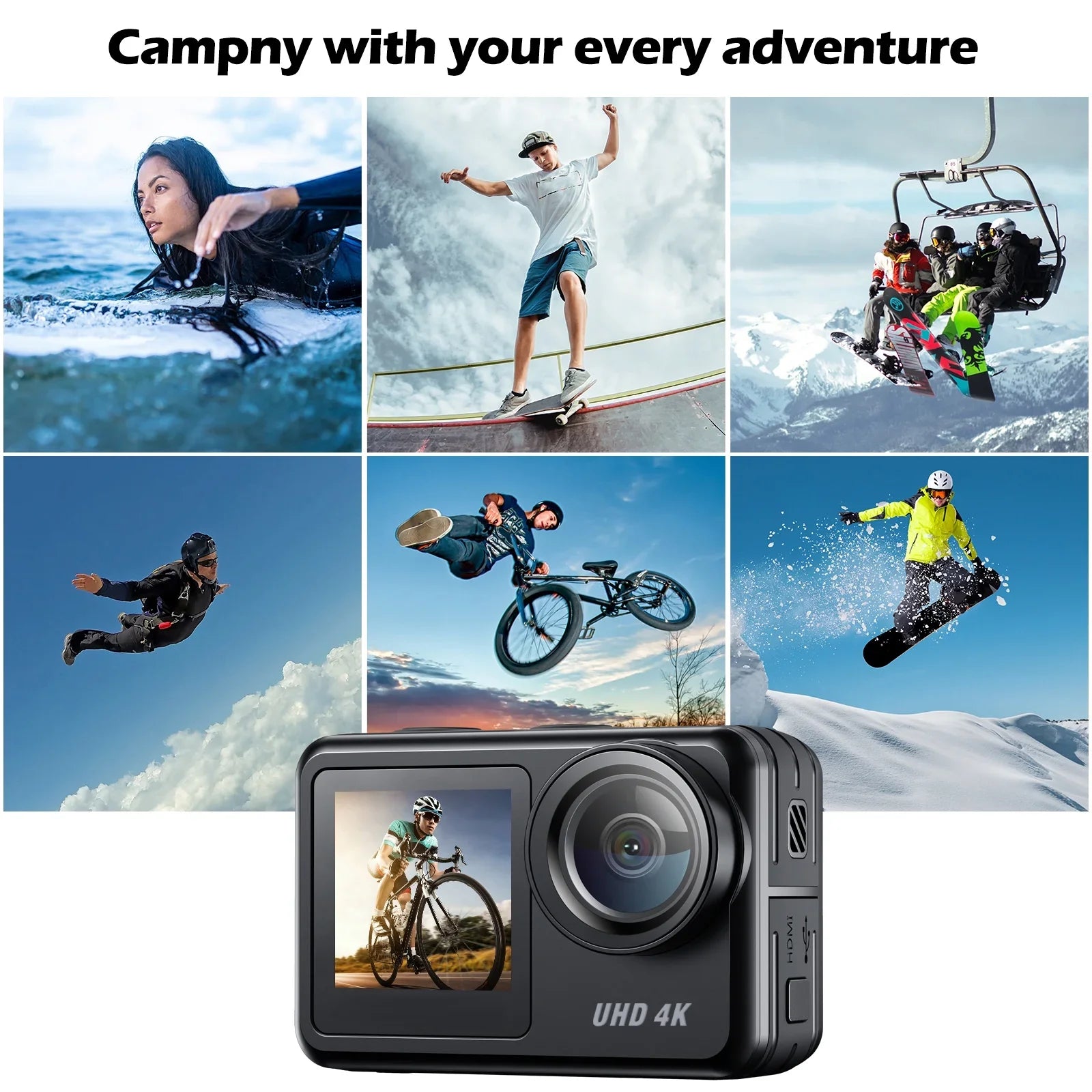Camera Sports Underwater 20MP Camera Waterproof WiFi Accessories Campark Screen Camera 4K Touch Action Vlog GoPro Kits Camera 30FPS Compatible