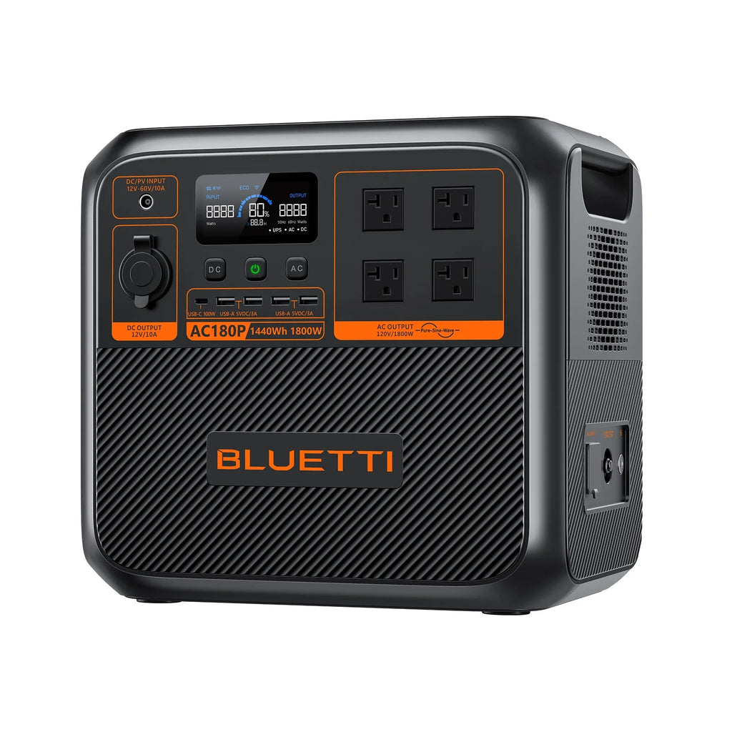 Off-Grid Generator for Living Station, Power Solar AC180P 1800W 1440Wh Portable | Bluetti
