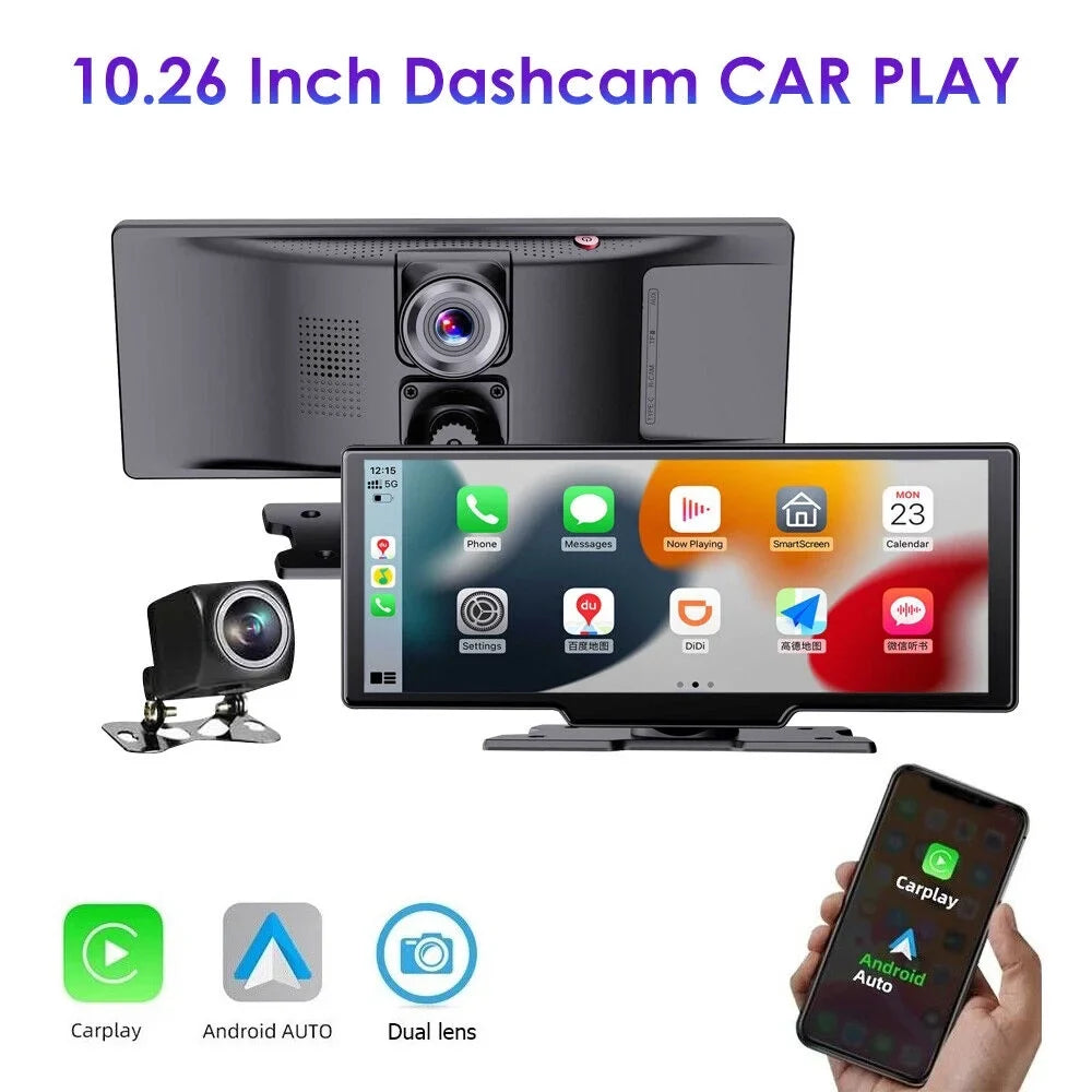 Lens Recording, KingFurt with Touch Dash Dual Camera Connectivity, 1080P Android Screen, T91 - 2K Enhanced WiFi Wireless Auto,