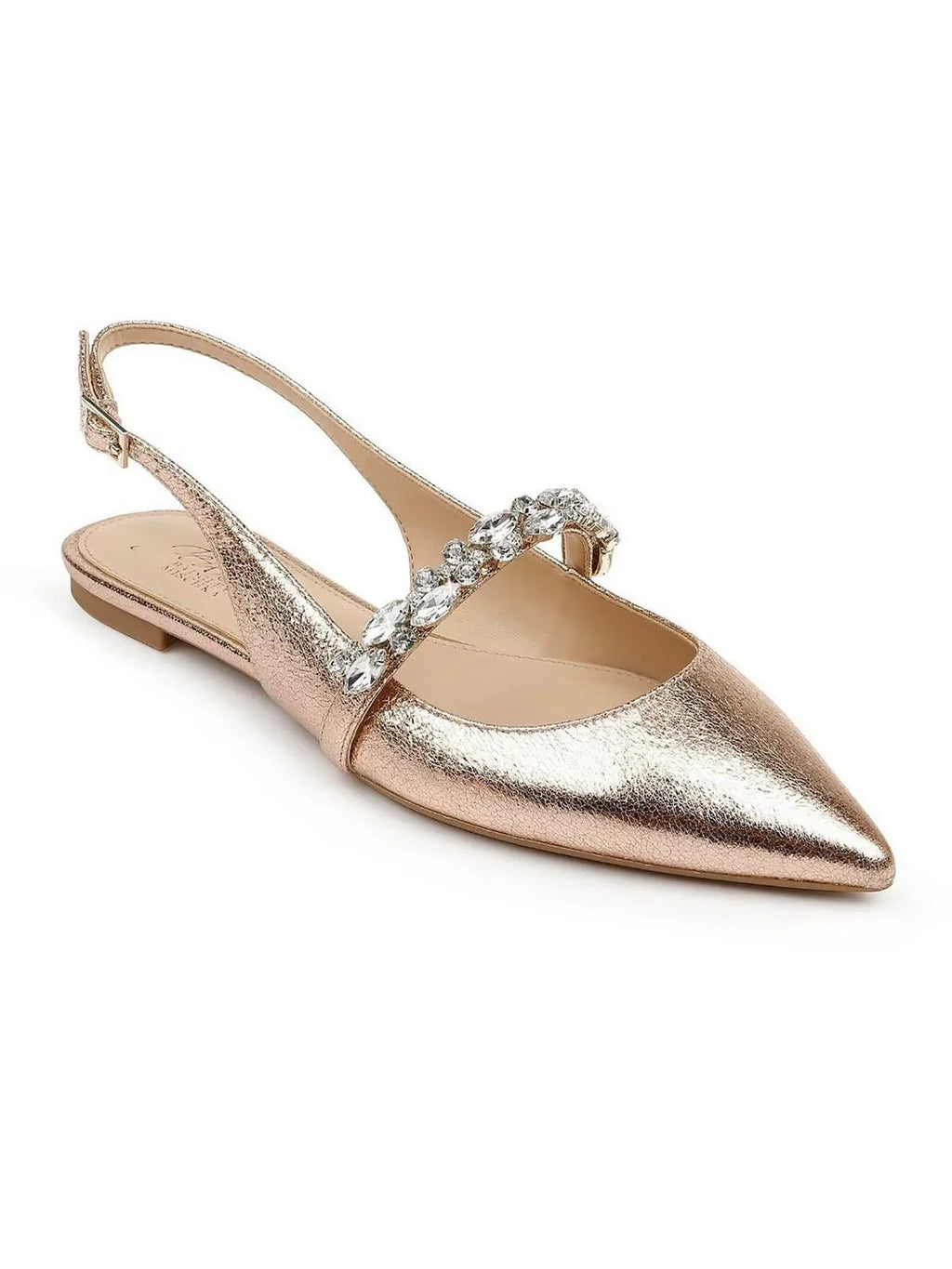 Badgley Pointed Mischka Jewel Leather Slingbacks Womens Bambi Toe Faux
