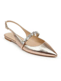 Badgley Pointed Mischka Jewel Leather Slingbacks Womens Bambi Toe Faux