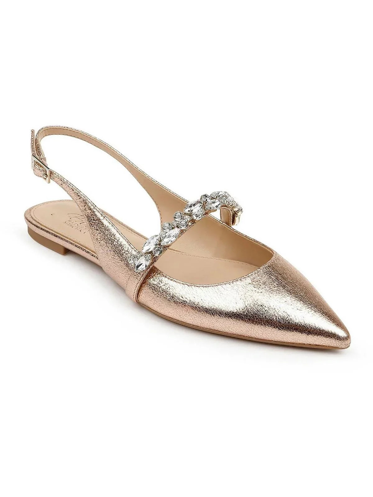 Badgley Pointed Mischka Jewel Leather Slingbacks Womens Bambi Toe Faux