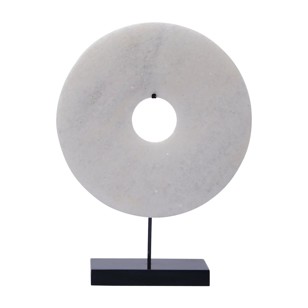 Statue inch Base, White With 16 Artissance Tall, 16 Jade Disk Inch -