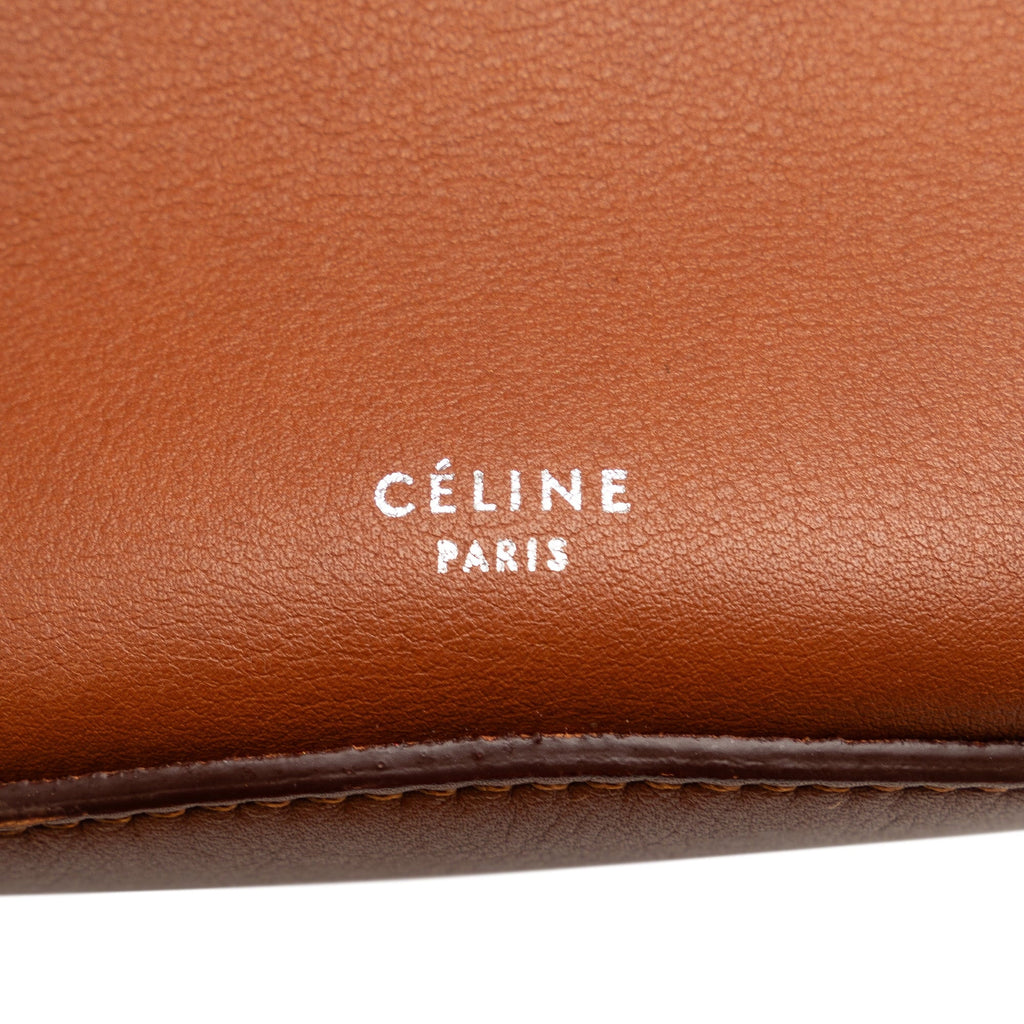 Authenticated Unisex Celine Leather Bag (Good) Calf Brown Bag Pre-Owned Bucket Bucket Big DrawstringBag