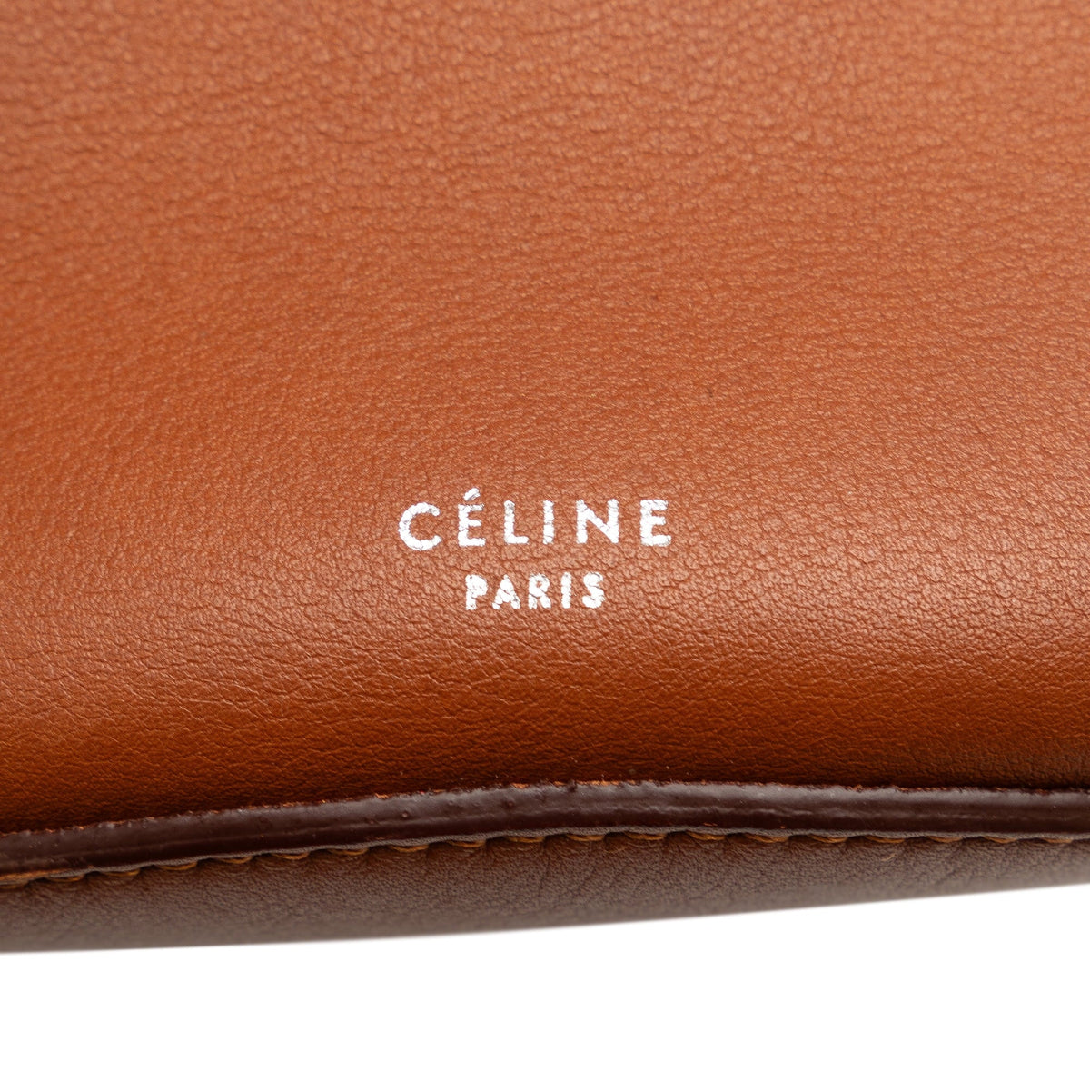 Authenticated Unisex Celine Leather Bag (Good) Calf Brown Bag Pre-Owned Bucket Bucket Big DrawstringBag