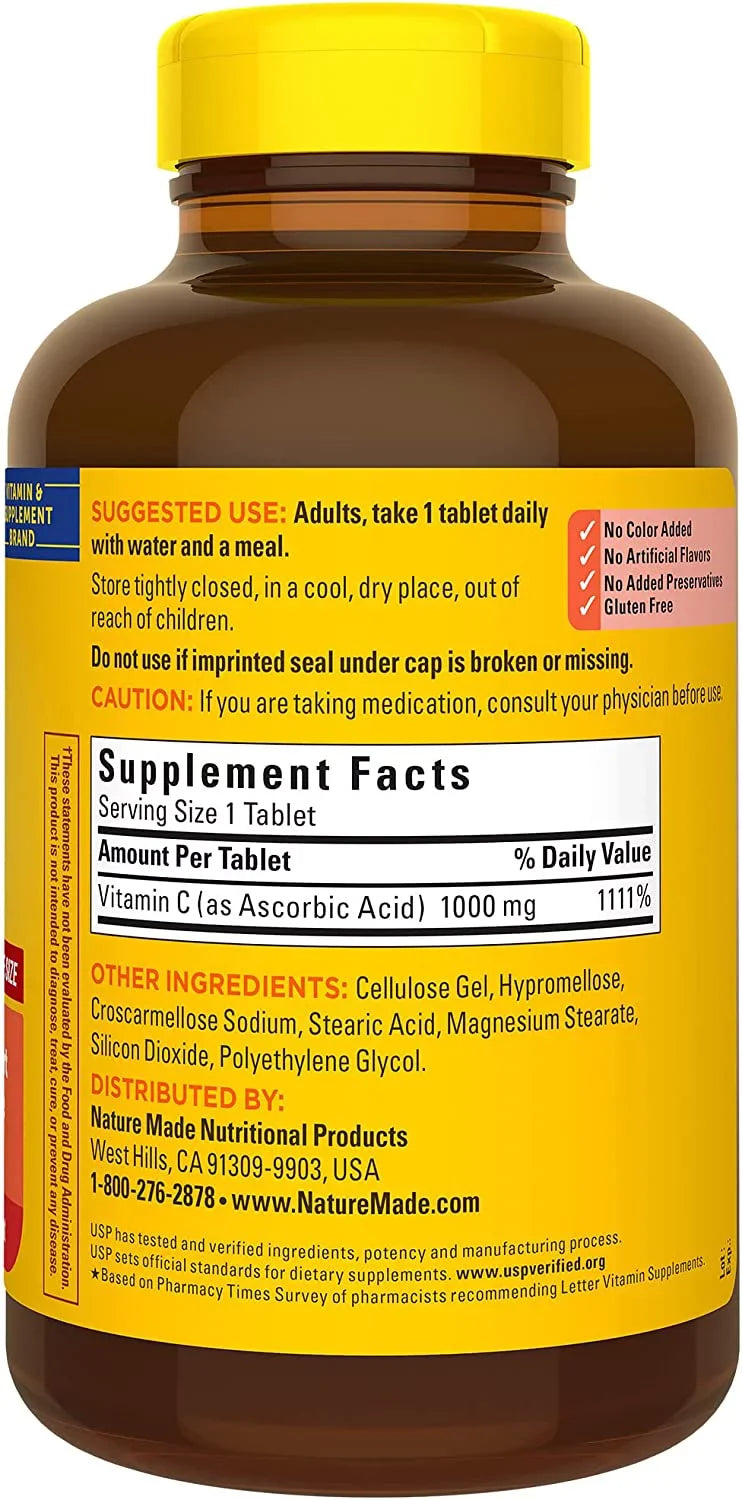 Supply Vitamin Dietary Tablets, Support, 300 C 300 Nature Supplement mg, for Made 1000 Day Immune