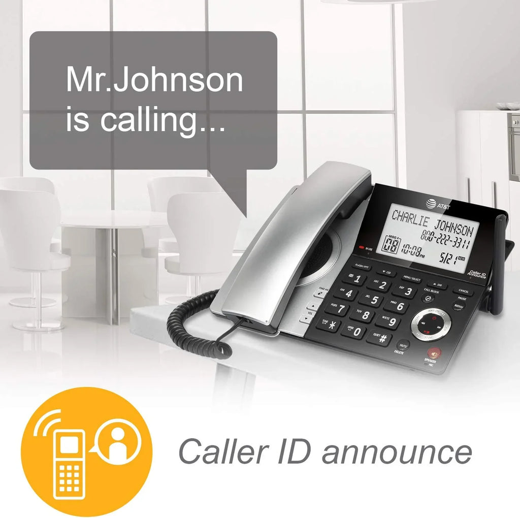 Handset Expandable Call with Blocker, Corded/Cordless with Smart Phone 1 CL84107 Black/Silver AT&T 6.0 DECT