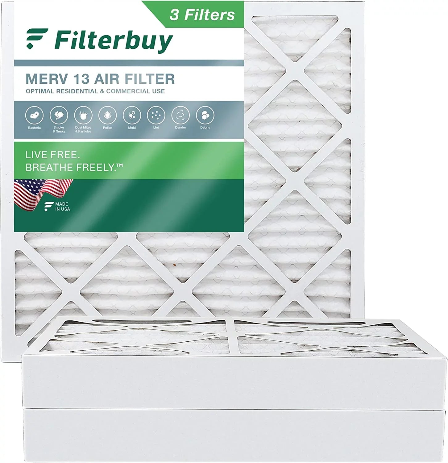 (3-Pack) Air AC MERV Filters Filterbuy Furnace 20x20x4 13 HVAC Pleated