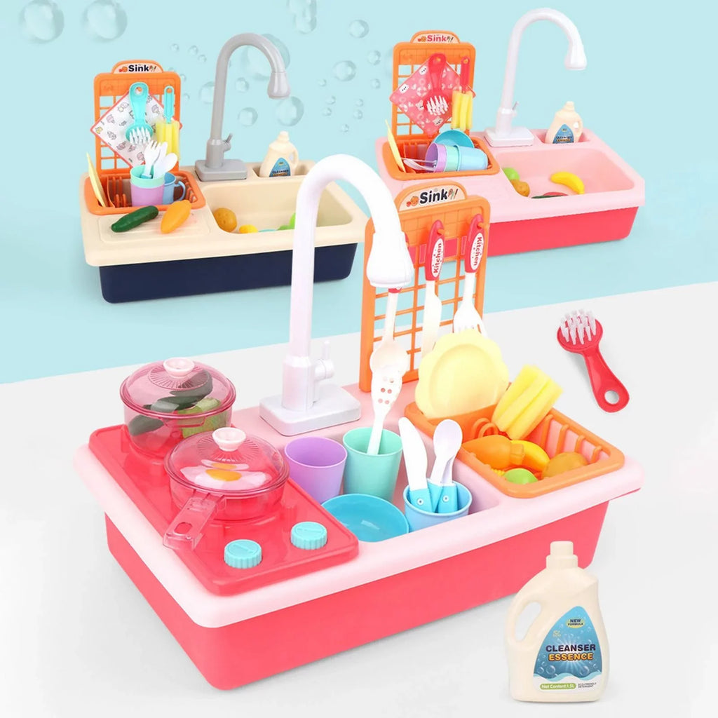 Alphabet Electric Role Children Dishwasher With Pretend Board Girls Toddlers Toys for Toys Kitchen Play Boys Automatic liquid House Running liquid Play Game Cycle System Board Sink Toy Playing for