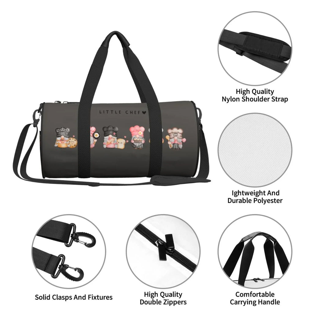 with Cylinder Luggage Sports Gnome Gym Bag Compartment Large and Bag Capacity Pocket Coaee Bag Baker Waterproof Travel