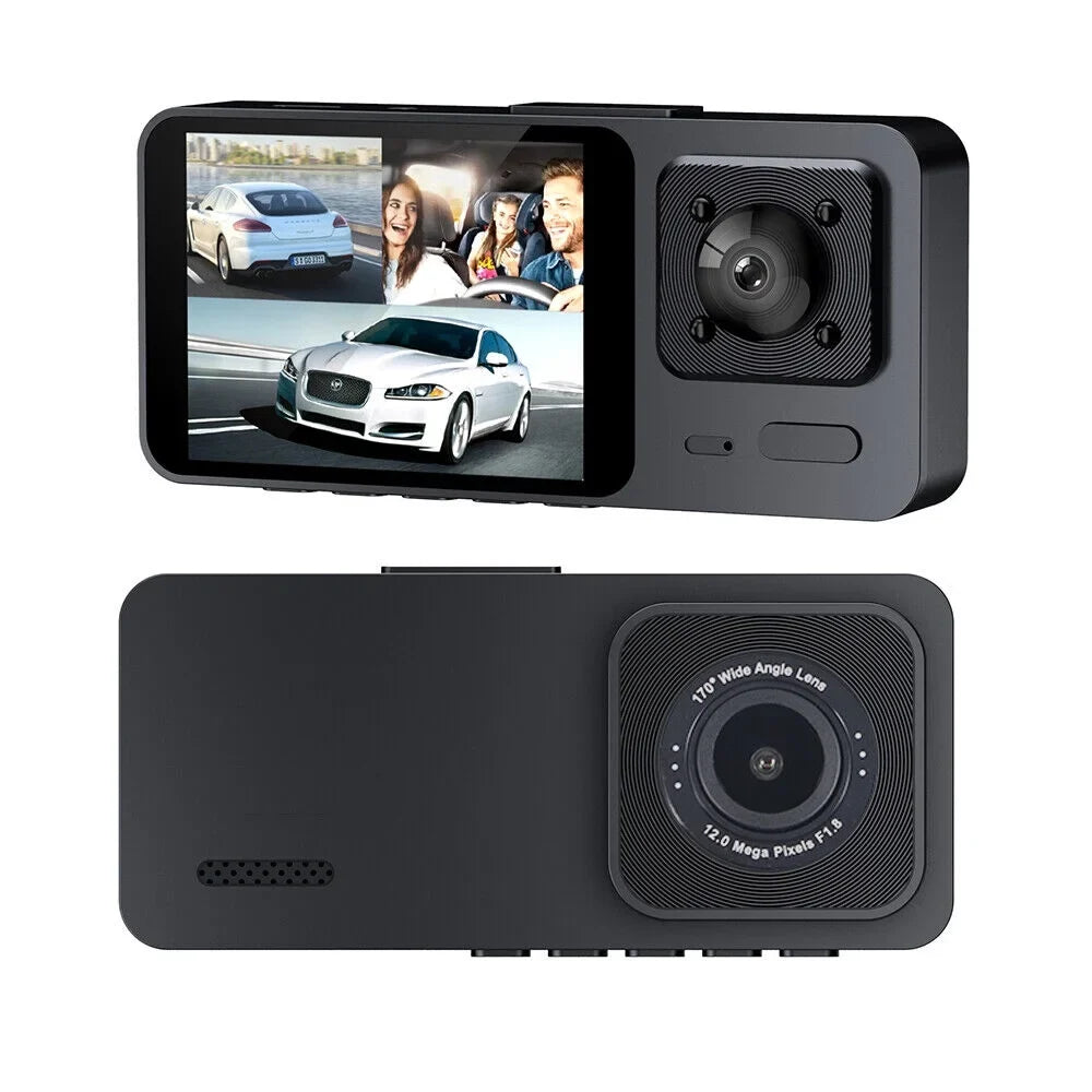 Onemayship Rear DVR Video 3 Inside Front Camera Dash Car Cam Recorder Lens G-Sensor 1080P
