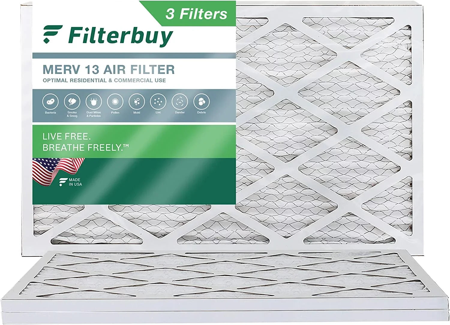 MERV AC HVAC Filters Filterbuy 12x24x1 13 Air (3-Pack) Pleated Furnace