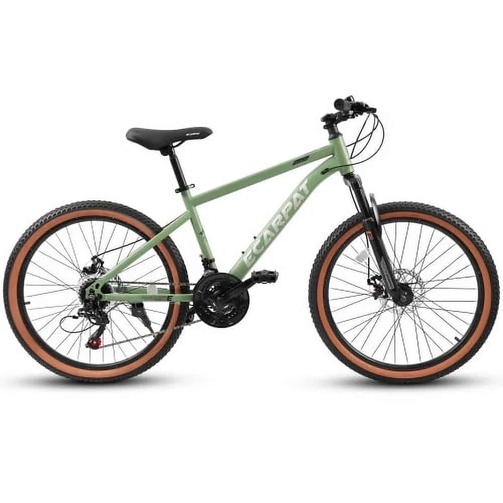Carbon Commuter Shifter Front Trail Bike, Mountain Bike 21-Speed Mens Mountain City Thumb Womens A24301 Bicycles Brakes Ecarpat Wheels, 24 Fork steel Frame Disc Inch