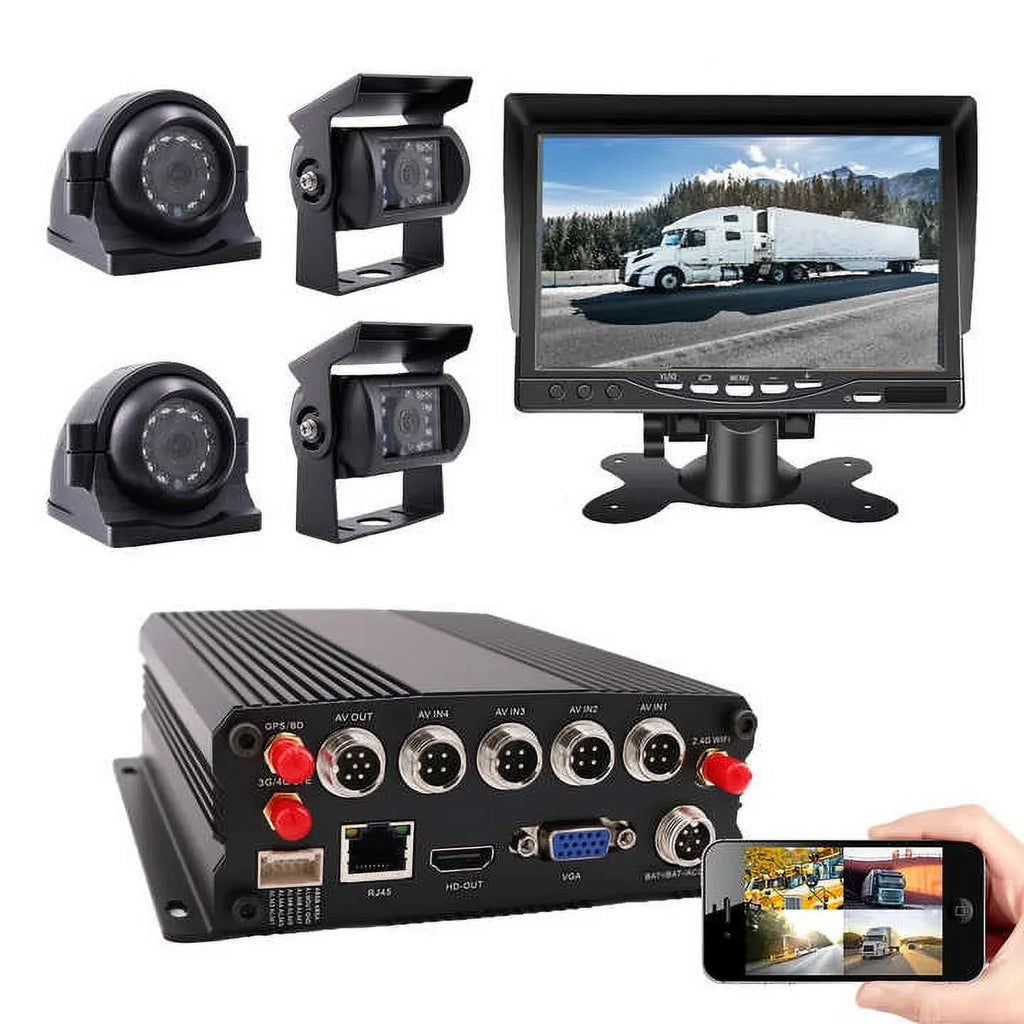 Fleet View RV Bus Video Wifi CELLULAR Van Cameras GPS Rear 4 JOINLGO LTE DVR Vehicle Web/APP Kit 4G CCTV Recorder 4 Side Truck Backup Bus 1080P Car on IP68 for Front View Remote Channel
