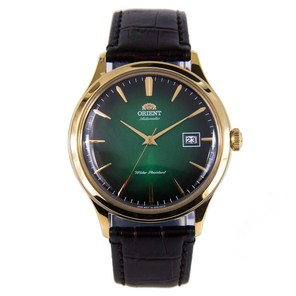 Men's 4 FAC08002F0 Dial Watch Green Band Bambino Leather Orient Version Brown