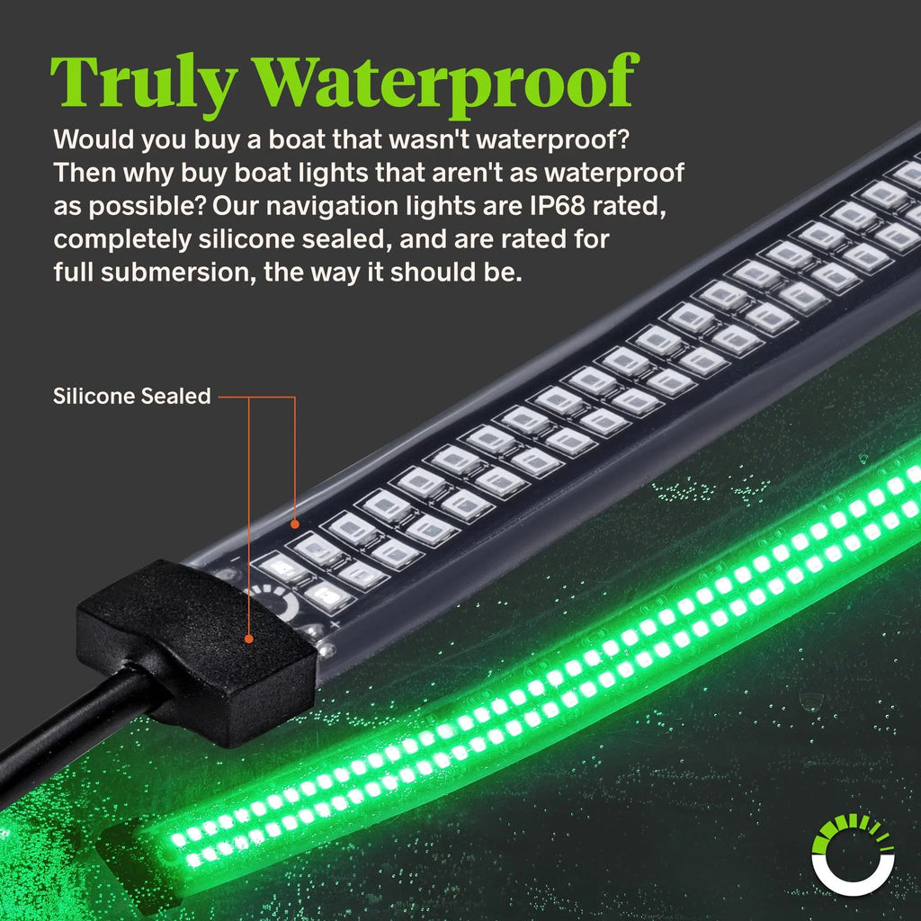 Strip Marine Pontoon Kayak Green LED Navigation Red Light Kit 132 Boat for 2-Row
