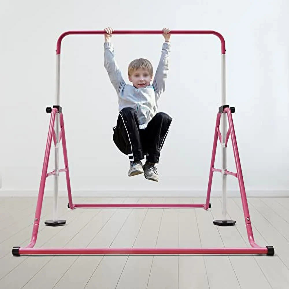 Training Gymnastics and GNJINX Equipment Kids, Bars Height Adjustable Height Home Junior - Folding Adjustable Horizontal for Bar, Gymnastics Expandable