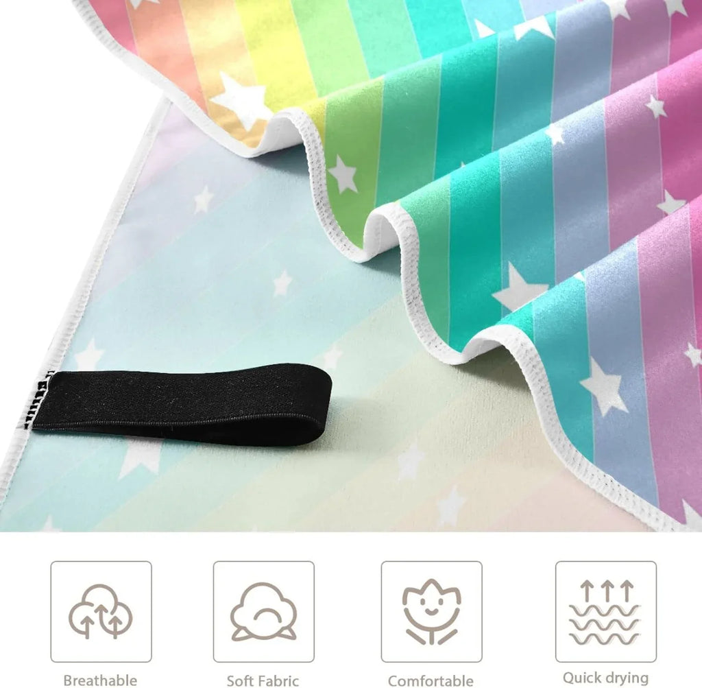 Beach Multipurpose Towel Microfiber Bestwell Bath 30”X60” Swim Star Dry Rainbow Quick Blanket, Lightweight Shower Towel, Pool Towel Sand Free Oversized Yoga Thin Towel