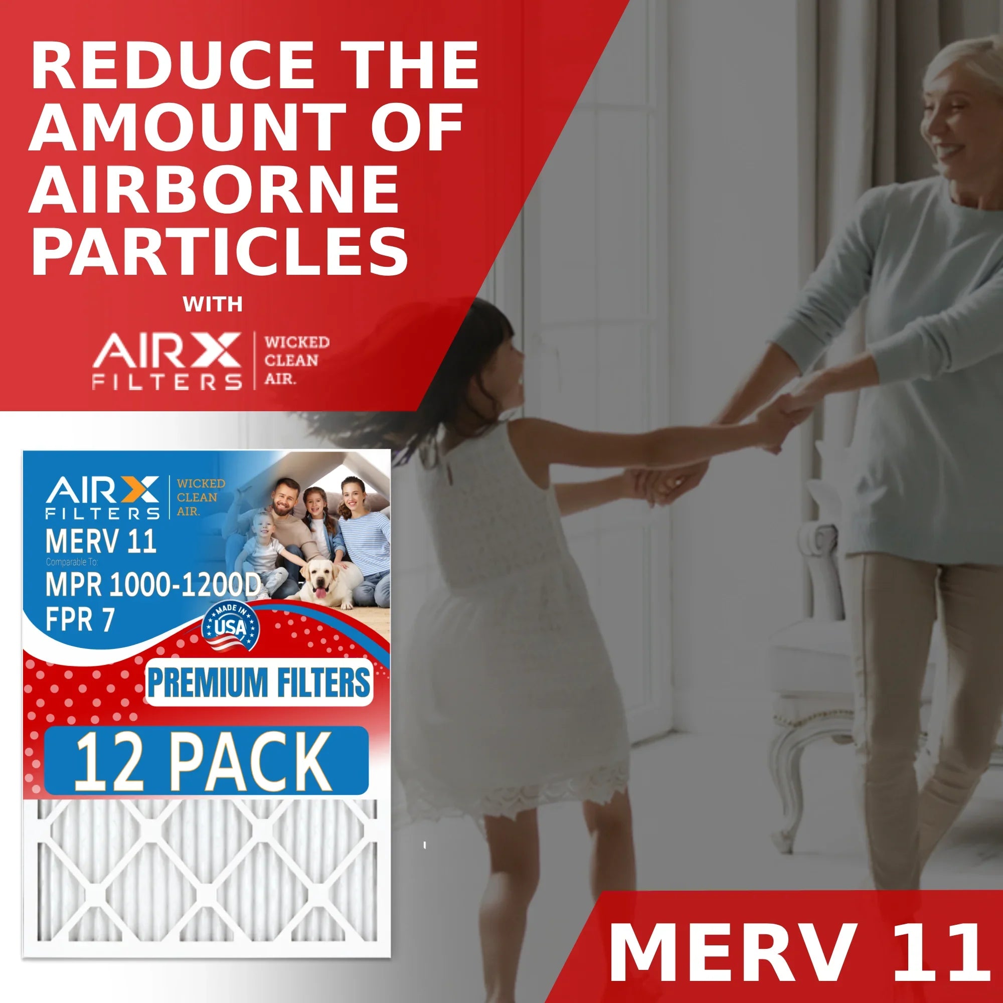 FILTERS & 1000, AIRX AIR. Comparable Rating, 12 Made 7 in 11 USA by Furnace to 20x36x1 MPR CLEAN FPR MERV Filter Filters - WICKED 1200 Air Pack MPR of