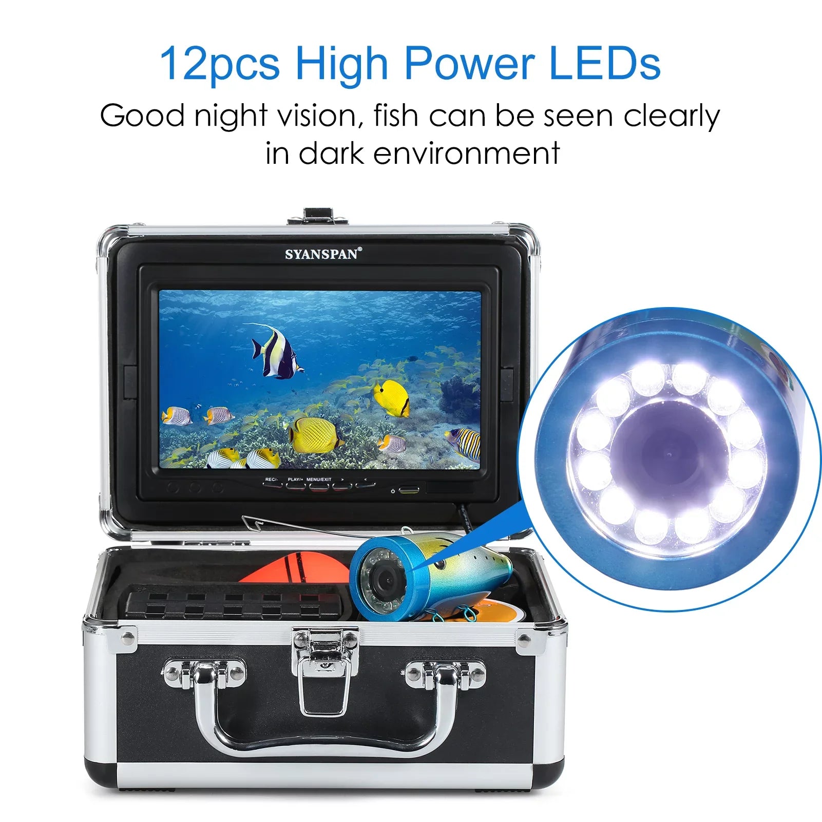 Lake 12LEDs IP68 Display Sea Waterproof Display Underwater /9 Cable 7 Lake Fish Fish LCD Camera LCD 7Inch/9Inch Boat camera,15M/30M/50M Sea Pristin LCD Sea 7Inch/9Inch IP68 Waterproof 15M/30M/50M