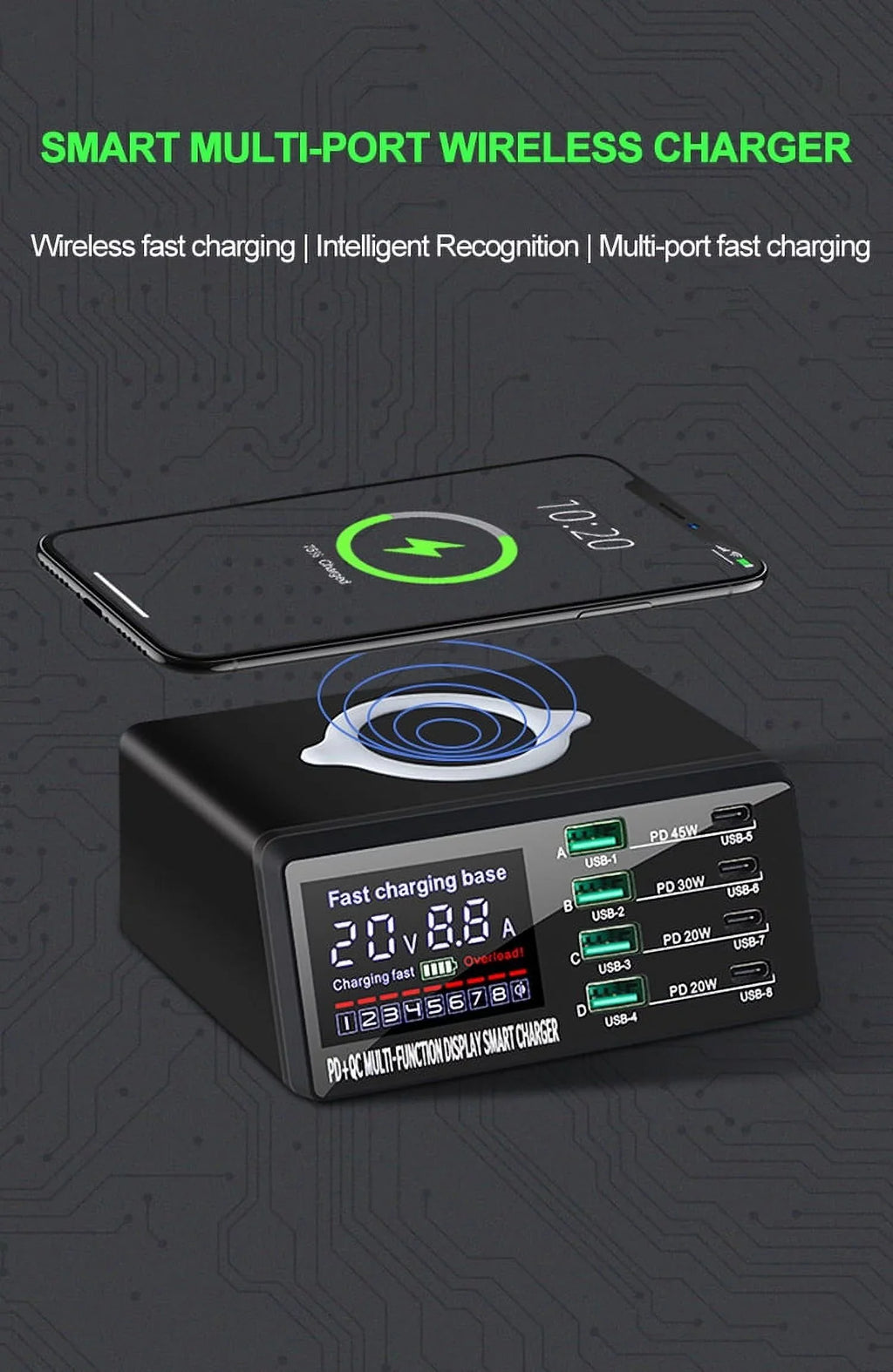 Fast Xiaomi 12 Charger iPhone Huawei Charger Charging RIWPKFH Phone 13 USB USB 110W 11 Charger Station Wireless PD For Adapter C