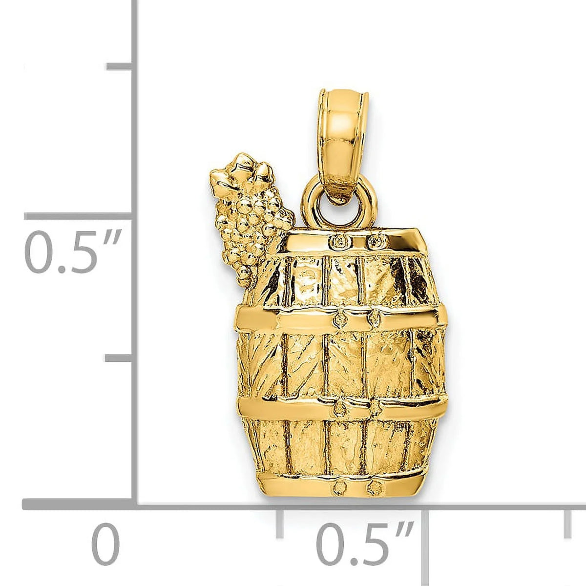 Wine FJC with Gold Yellow Finejewelers Charm Barrel Grapes 14k